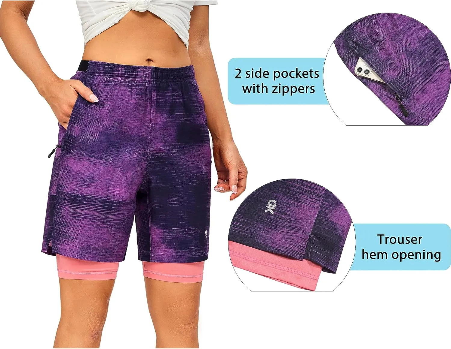 Little Donkey Andy Womens Quick Dry Board Shorts 9" Lightweight Stretch Swim Beach Shorts with Liner and Pockets