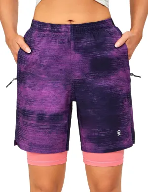 Little Donkey Andy Womens Quick Dry Board Shorts 9" Lightweight Stretch Swim Beach Shorts with Liner and Pockets