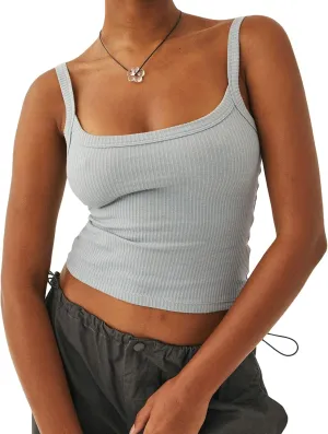 luethbiezx Women's Summer Tank Tops Sleeveless Solid Spaghetti Strap Camisole Halter Tops Casual Henley Shirts 2024