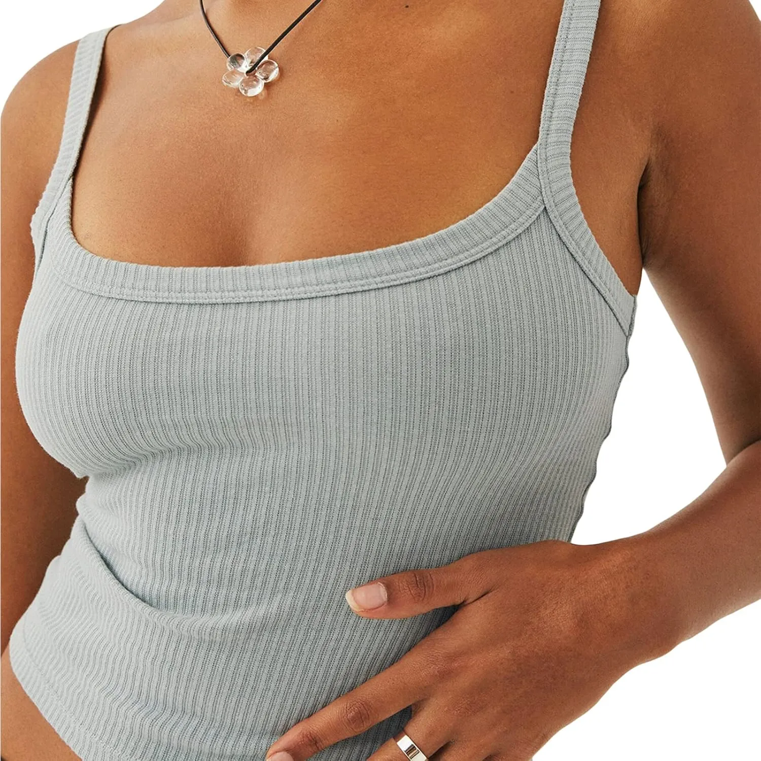 luethbiezx Women's Summer Tank Tops Sleeveless Solid Spaghetti Strap Camisole Halter Tops Casual Henley Shirts 2024