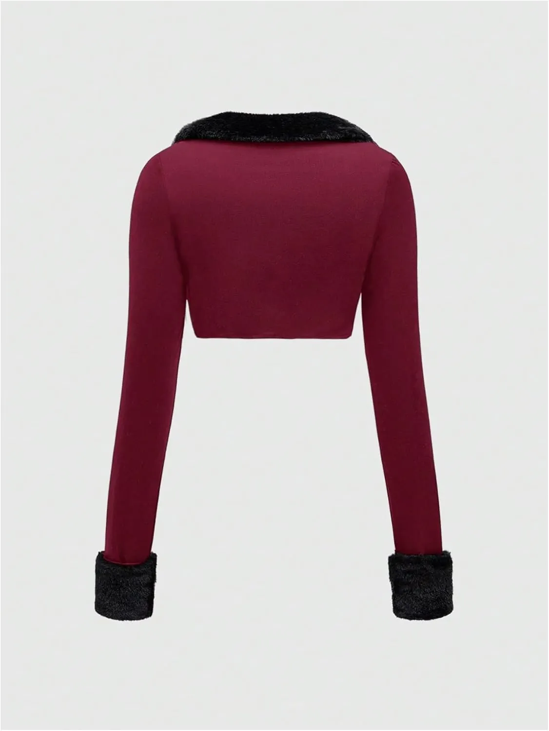 MakeMeChic Women's Cheetah Print Tops Y2K Cardigan Fuzzy Shrugs Open Front Long Sleeve Crop Tops