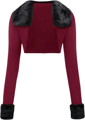 MakeMeChic Women's Cheetah Print Tops Y2K Cardigan Fuzzy Shrugs Open Front Long Sleeve Crop Tops