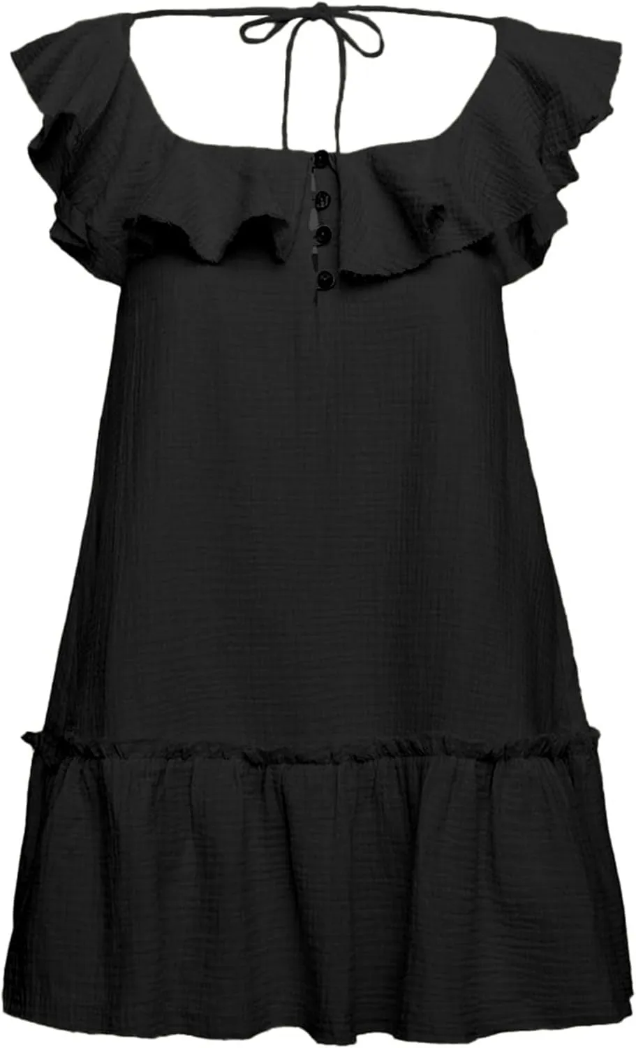Meladyan Women's Ruffle Babydoll Mini Dress Summer Sleeveless Swing Flowy Loose Short Beach Sundress