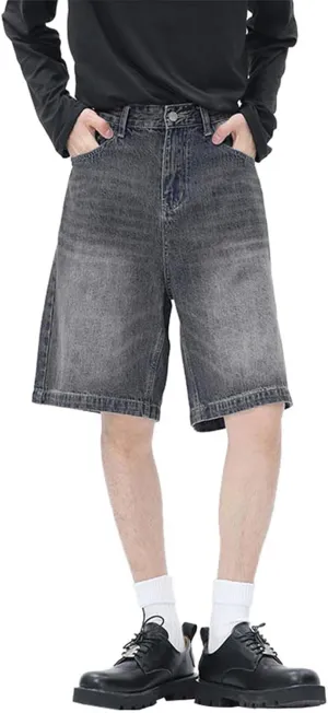 Men Loose Denim Shorts Baggy Casual Wide Leg Long Jean Jorts Hip Hop Shorts 2025 Trendy Streetwear