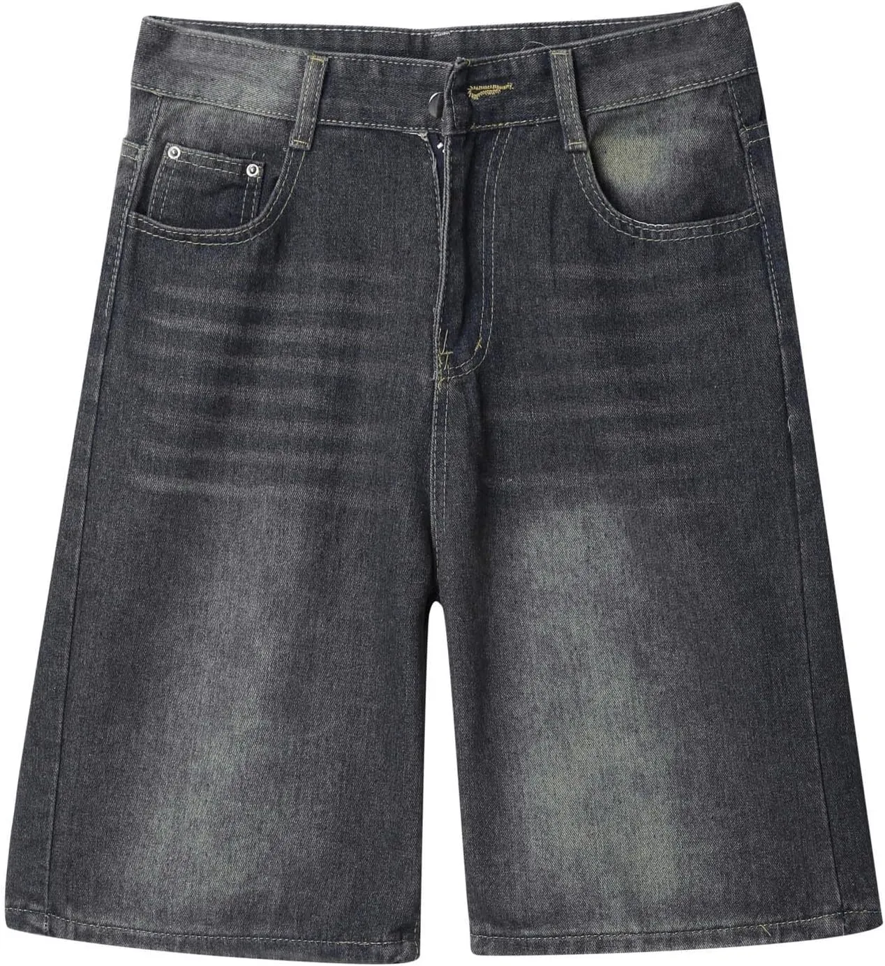 Men Loose Denim Shorts Baggy Casual Wide Leg Long Jean Jorts Hip Hop Shorts 2025 Trendy Streetwear