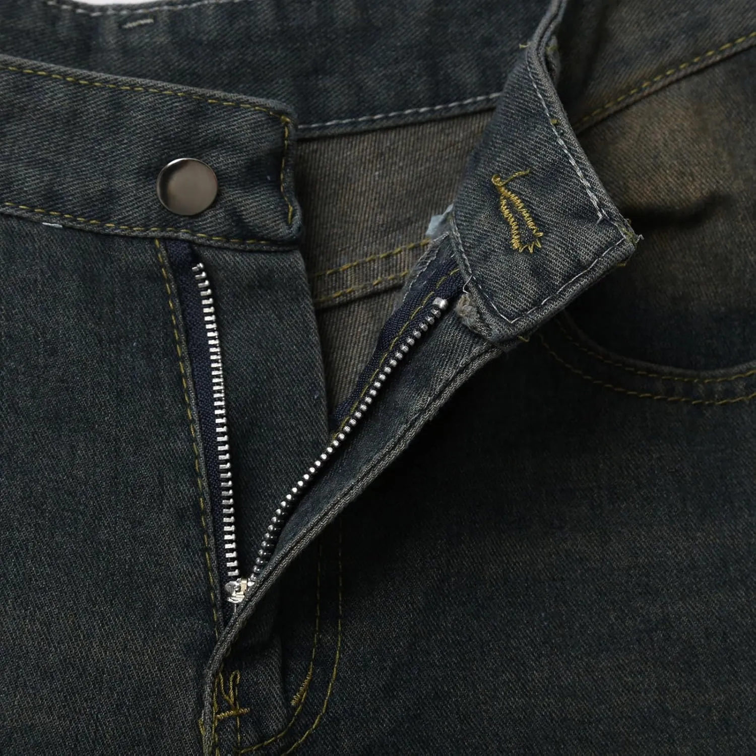 Men Loose Fit Denim Shorts Baggy Casual Summer Wide Leg Mid Jean Jorts Hip Hop Shorts Streetwear with Pockets