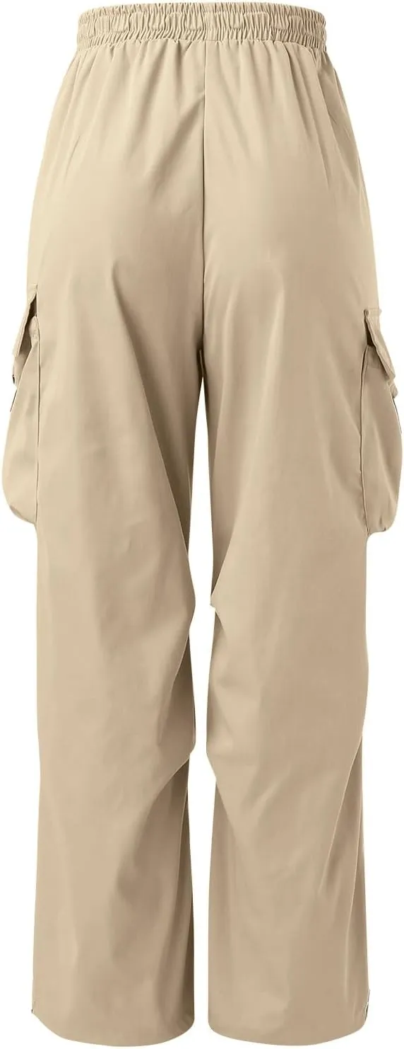 Mens Cargo Pants Casual Wide Leg Elastic Waist Pant Work Pant with Multiple Pockets