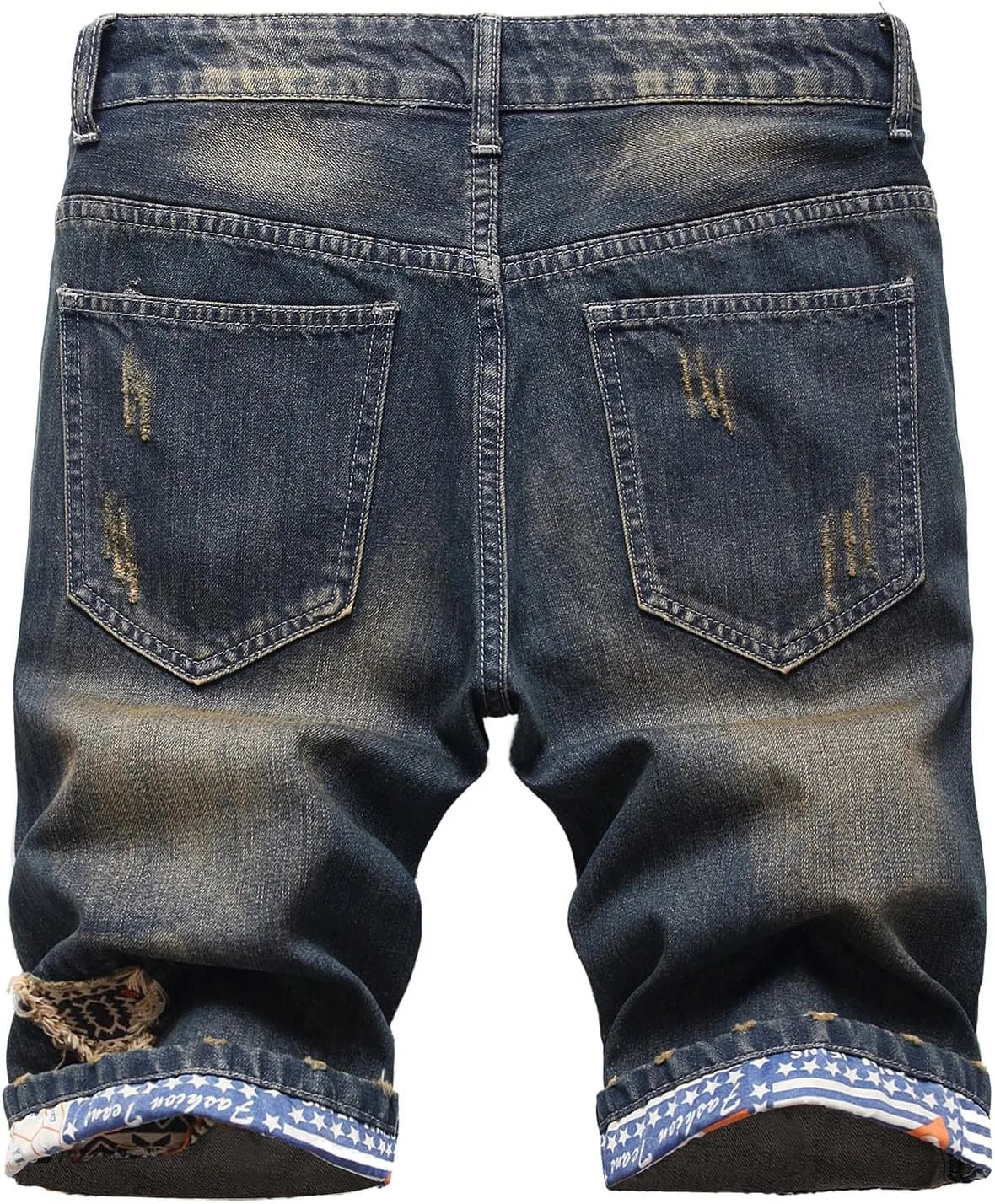 Men's Ripped Denim Shorts Mens Stretch Slim Fit Jean Short Cowboy Cropped Trousers Summer Short Jeans