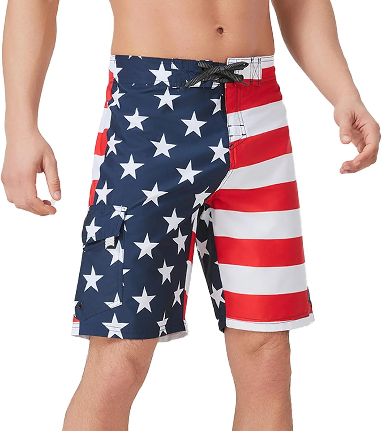 Men's Swim Trunks 22 Quick Dry Board Shorts with Key Keeper, No Mesh Lining - Perfect for Surfing & Swimming