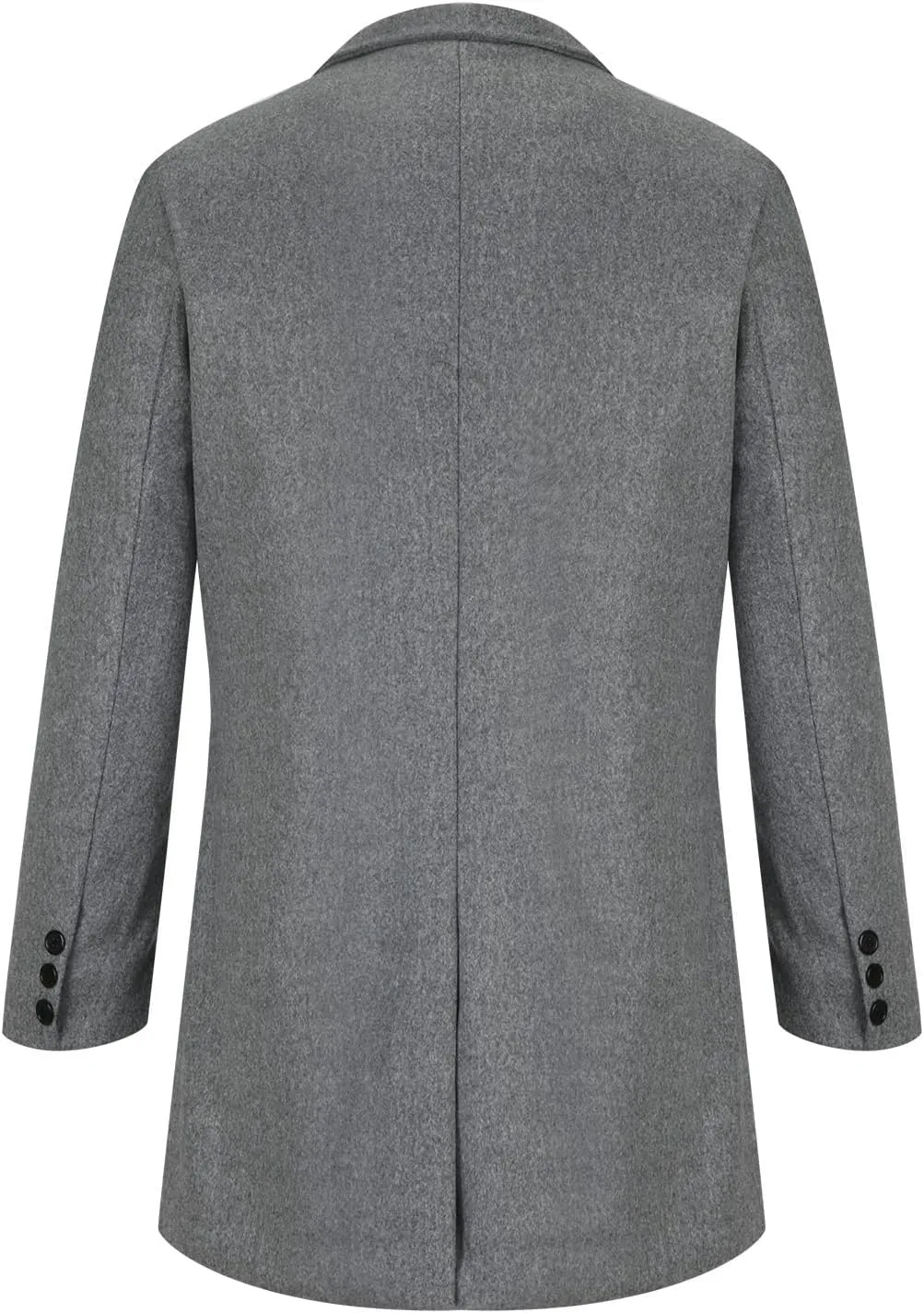 Mens Trench Coat-Slim Fit Notched Lapel Fall Winter Single Breasted Pea Coat Warm Business Long Jacket Overcoat
