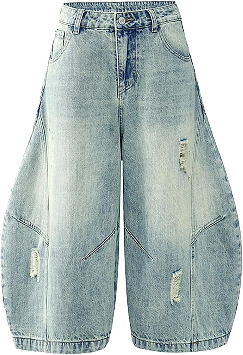 Men's Wide Leg Y2K Hip Hop Long Jean Shorts Work Denim Shorts with Pockets Summer Casual Streetwear