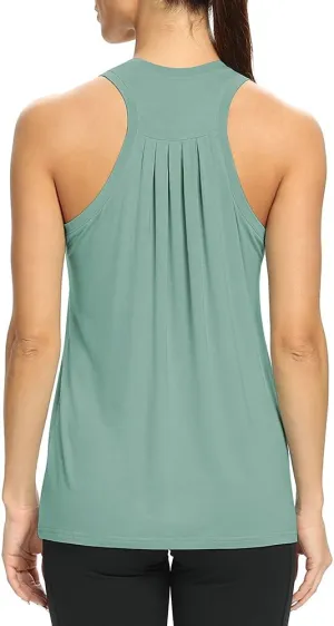 Mippo Workout Tops for Women High Neck Racerback Tank Tops Loose Fit Athletic Yoga Shirts