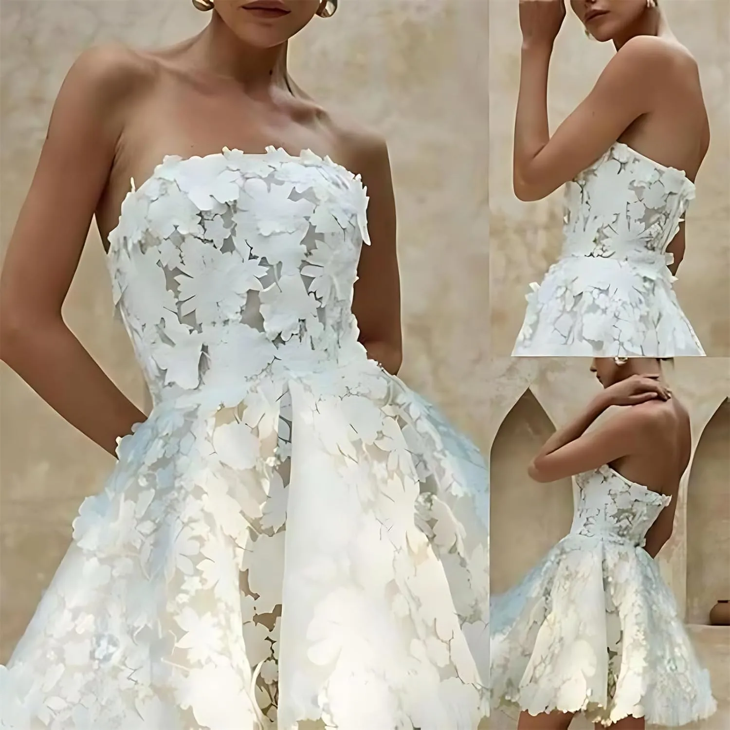 Modest Off Shoulder Short Wedding Dresses for Women Bride Elegant A-Line Bridal Gowns Casual Engagement Dress