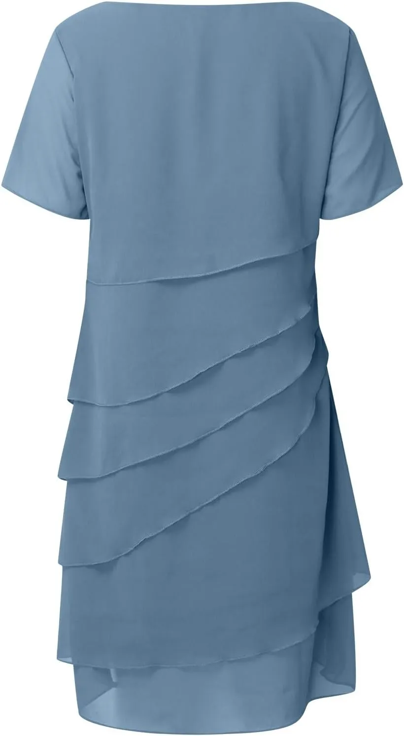 Mother of The Bride Dresses for Women Wedding Guest Dress Chiffon Long Sleeve Formal Evening Dress Bodycon Dress