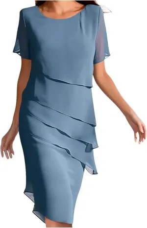 Mother of The Bride Dresses for Women Wedding Guest Dress Chiffon Long Sleeve Formal Evening Dress Bodycon Dress