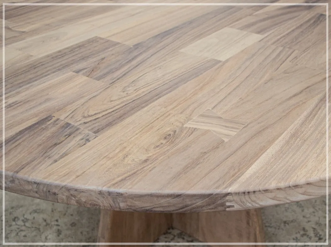 Natural Parota Solid Wood 59" Round Dining Table Set