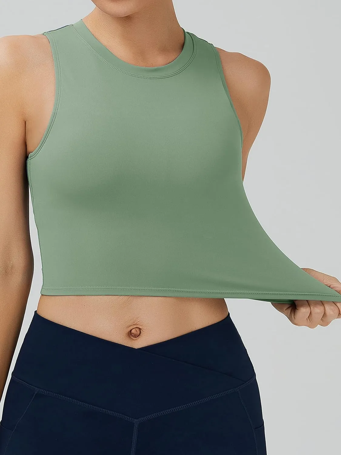 NEOSAN Womens Sport Bras High Neck Removable Padded Yoga Crop Tops Longline Workout Tank Tops