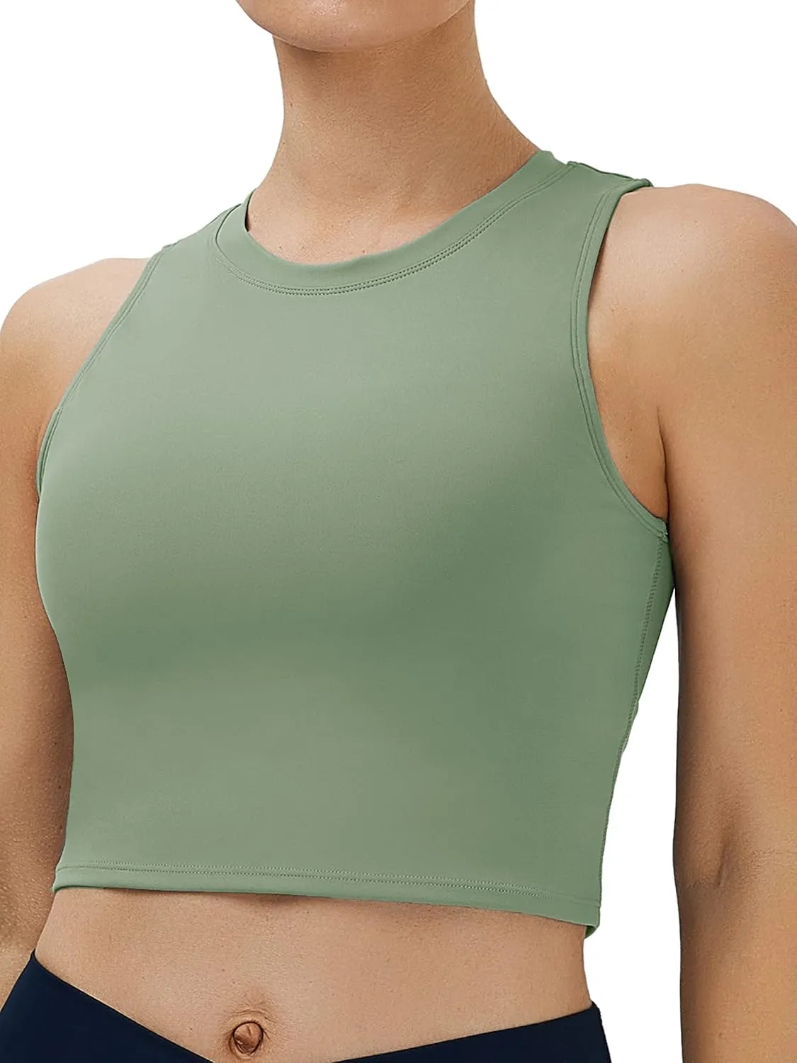 NEOSAN Womens Sport Bras High Neck Removable Padded Yoga Crop Tops Longline Workout Tank Tops