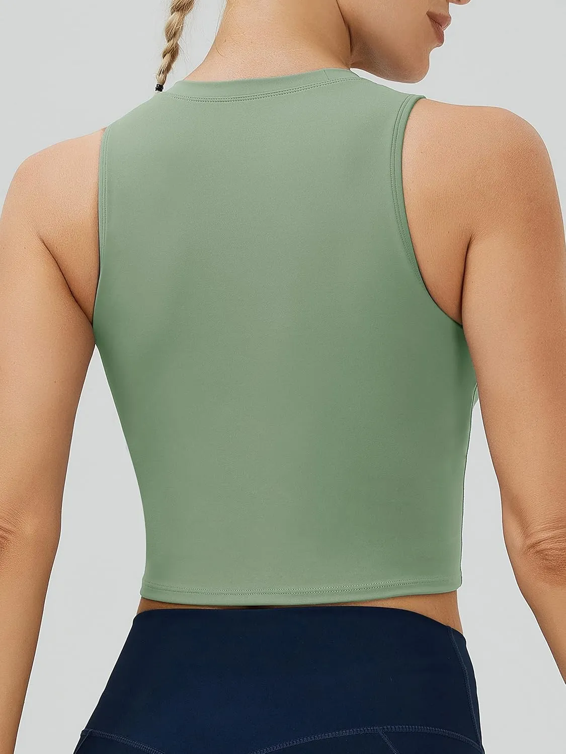 NEOSAN Womens Sport Bras High Neck Removable Padded Yoga Crop Tops Longline Workout Tank Tops