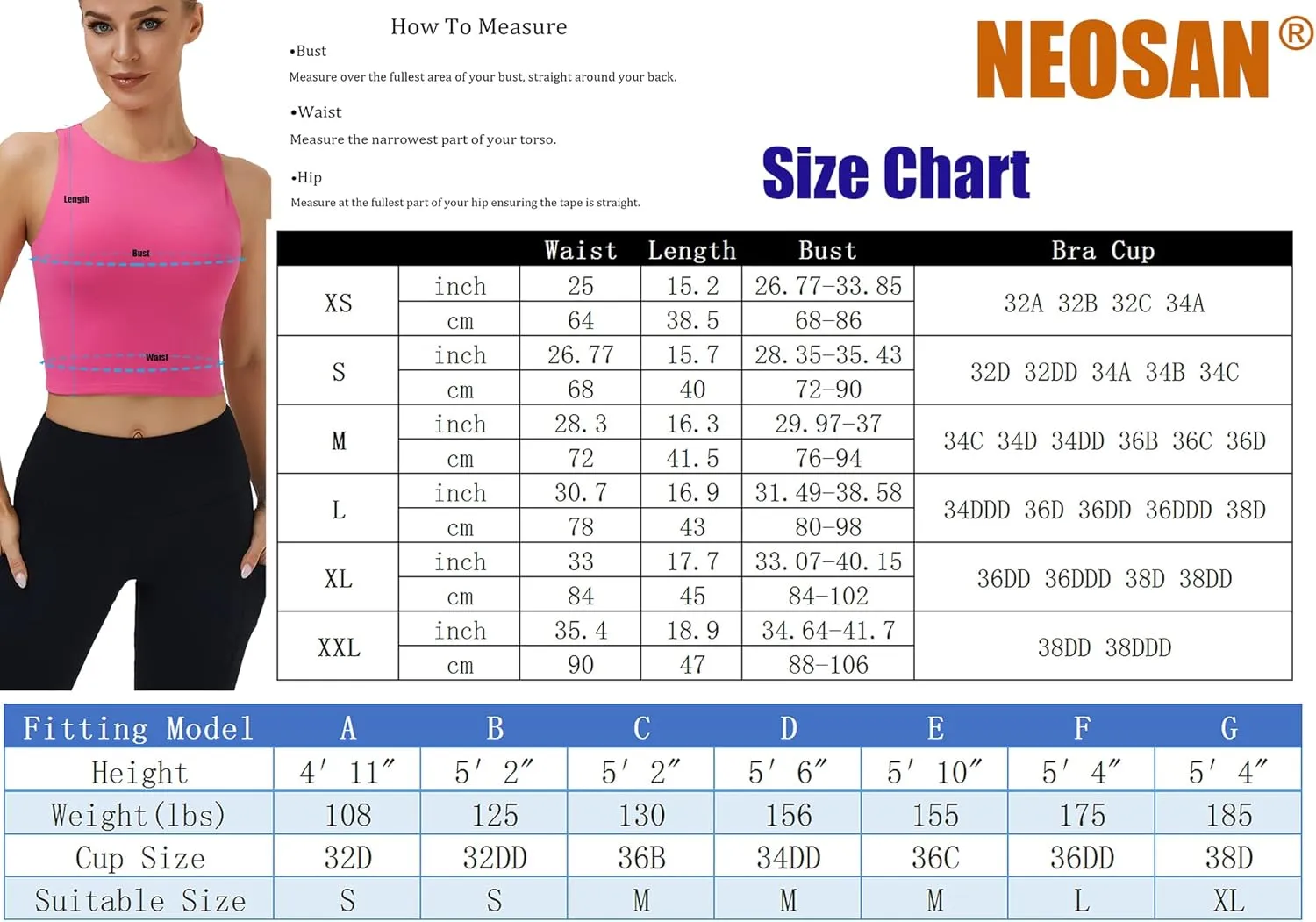 NEOSAN Womens Sport Bras High Neck Removable Padded Yoga Crop Tops Longline Workout Tank Tops