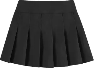 Neutocd Toddler Girls Skirts Skorts Denim Elastic Waistband Flared Pleated Skirts for Girls Kids Casual Stretchy Skater Skirt