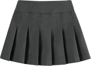 Neutocd Toddler Girls Skirts Skorts Denim Elastic Waistband Flared Pleated Skirts for Girls Kids Casual Stretchy Skater Skirt