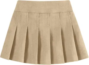 Neutocd Toddler Girls Skirts Skorts Denim Elastic Waistband Flared Pleated Skirts for Girls Kids Casual Stretchy Skater Skirt