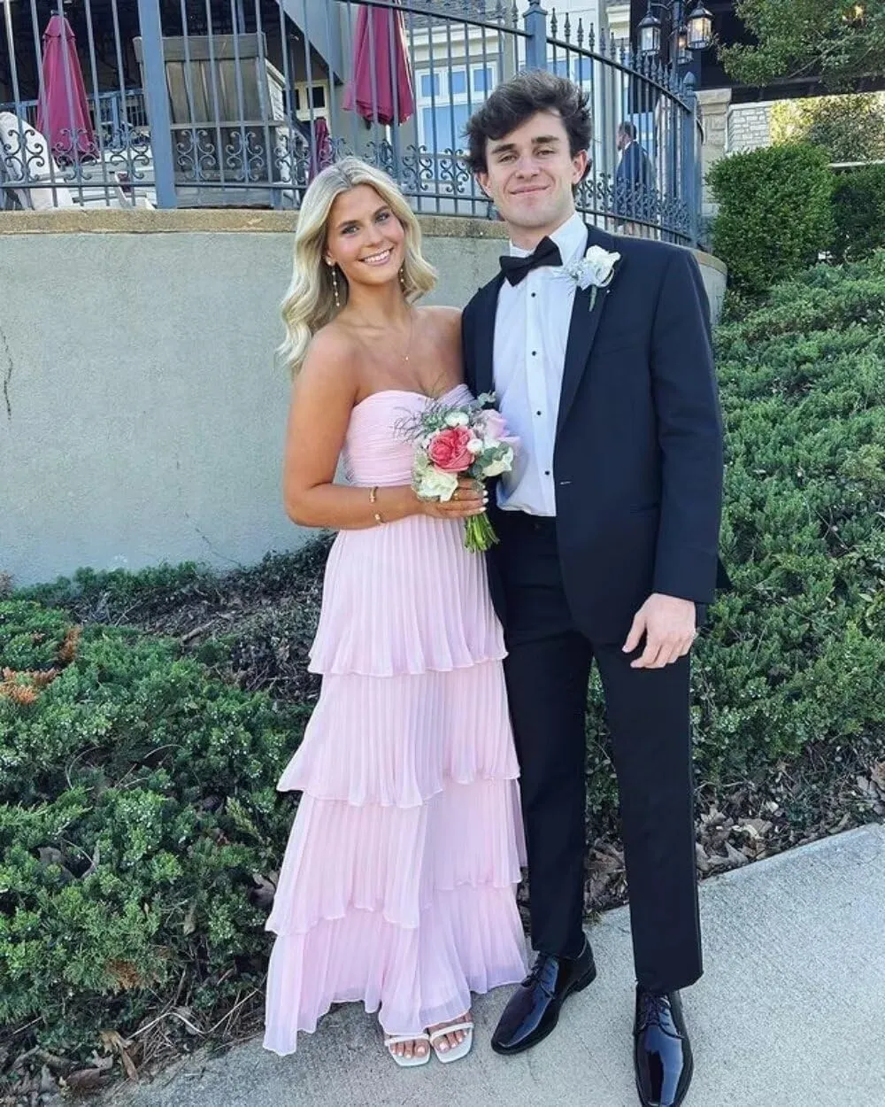 Nicktane Strapless Prom Dresses Tiered Bridesmaid Dresses Ruffle Long Formal Evening Gowns