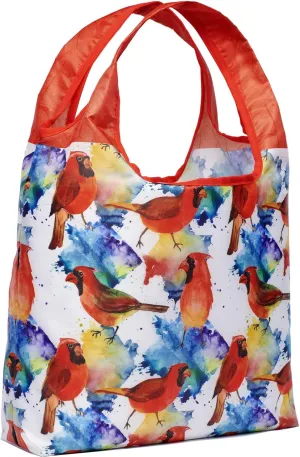 O-WITZ Reusable Grocery Bags | Vibrant Tote Bag For Groceries, Gym, Office, Beach, Toys & More | Washable Design | Large Handles For Maximum Convenience | Folds Into A Small Pouch, Colorful Cardinals