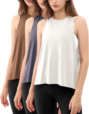 ODODOS 3-Pack Loose Tank Tops for Women Sleeveless Gym Athletic Workout Tops Yoga Shirts