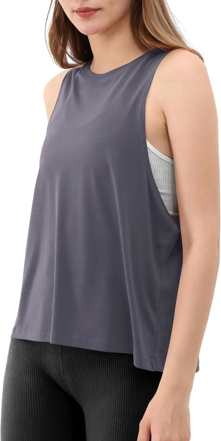 ODODOS 3-Pack Loose Tank Tops for Women Sleeveless Gym Athletic Workout Tops Yoga Shirts