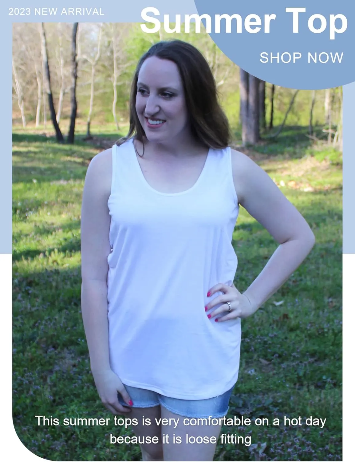 OFEEFAN Womens Tank Tops Sleeveless Scoop Neck Loose Fit Summer Clothes