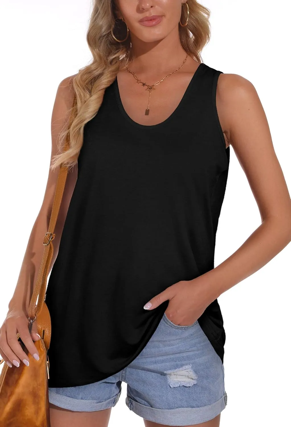 OFEEFAN Womens Tank Tops Sleeveless Scoop Neck Loose Fit Summer Clothes
