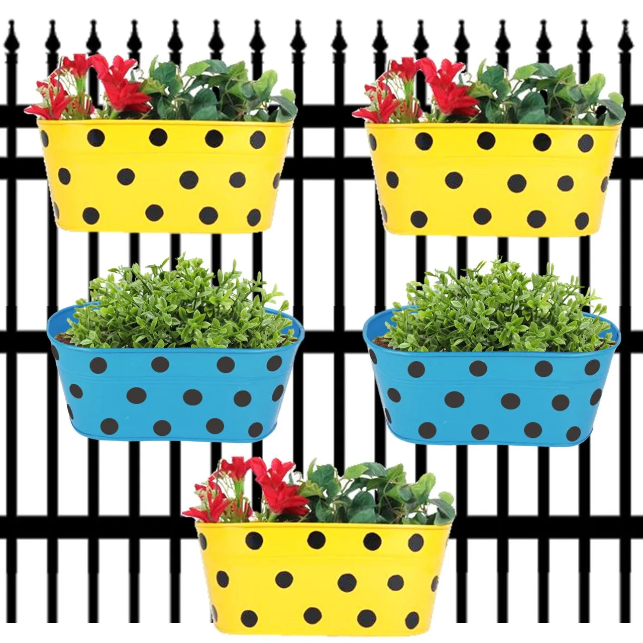 Oval Polka Dot Balcony Railing Planter
