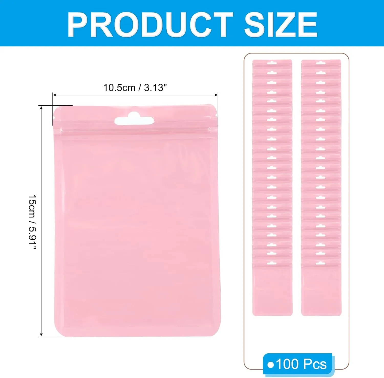 PATIKIL Jewelry Anti Oxidation Bag, 100 Pcs PVC Jewelry Anti Tarnish Storage Zipper Bags for Packaging Jewelry, Earrings, Rings, Necklaces, 4 x 6 Inch, Pink