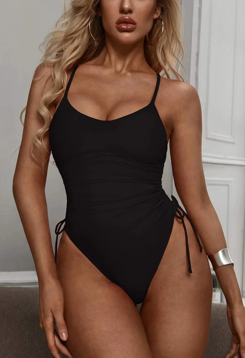 Pink Queen Womens One Piece Swimsuit Ruched High Cut Tummy Control Bathing Suit