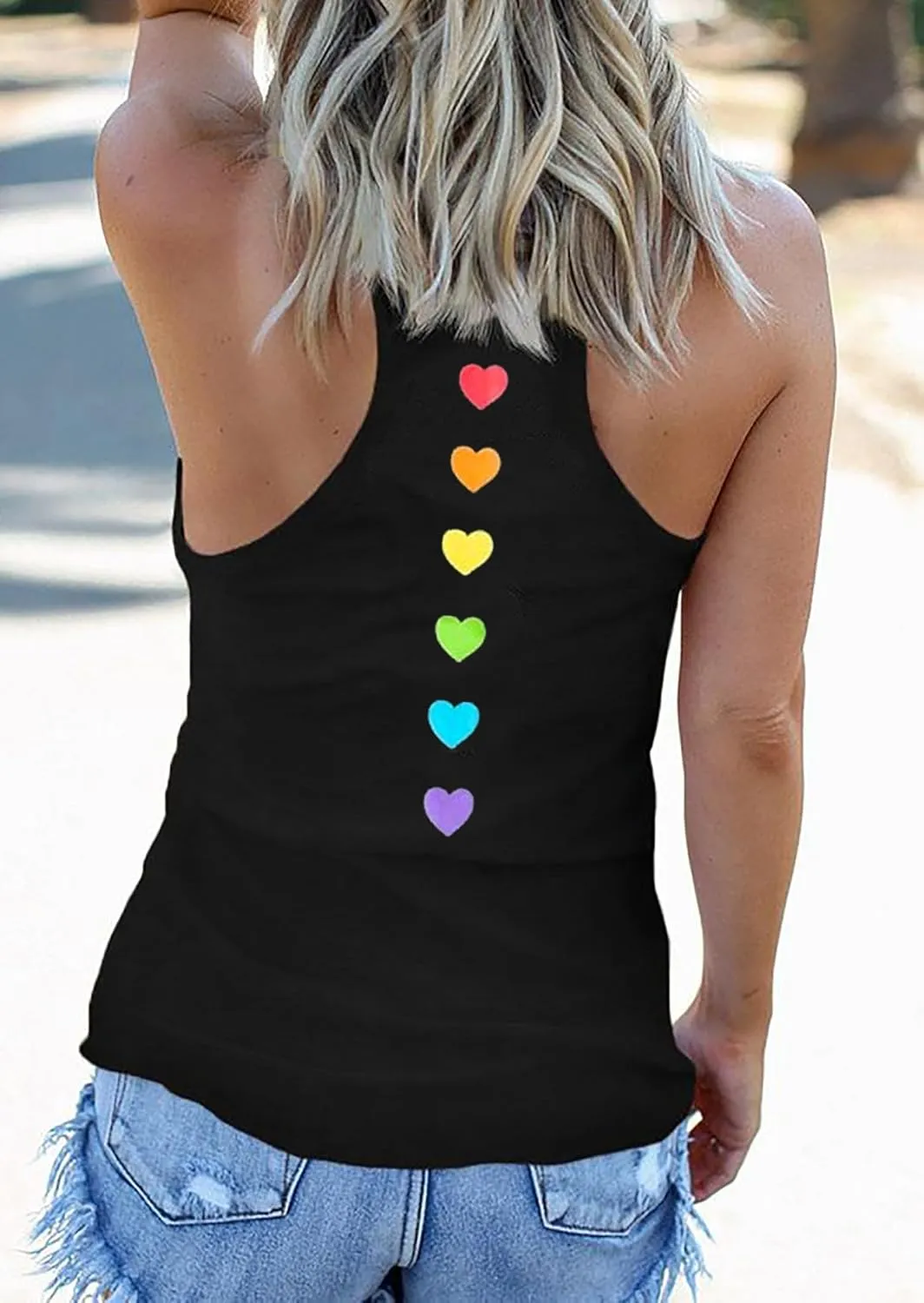 Pride Tank Top for Women Proud Ally Shirt LGBT Equality Rainbow Love Heart Graphic Tanks Pride Sleeveless Vest Tops