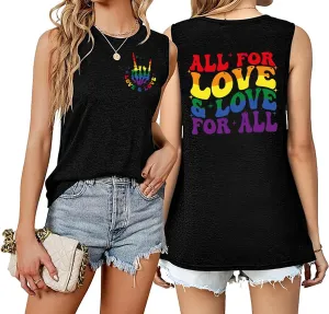 Pride Tank Top for Women Proud Ally Shirt LGBT Equality Rainbow Love Heart Graphic Tanks Pride Sleeveless Vest Tops