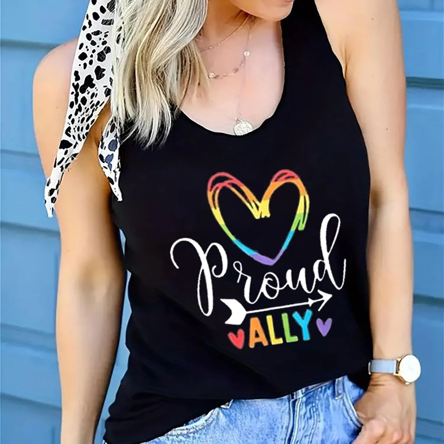 Pride Tank Top for Women Proud Ally Shirt LGBT Equality Rainbow Love Heart Graphic Tanks Pride Sleeveless Vest Tops