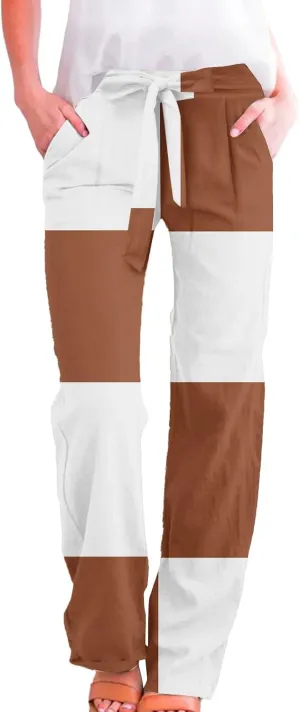 Print Cargo Pants for Women Cotton Linen Japanese Baggy Trouser Casual Boho Oil Painting Pants Wide Leg