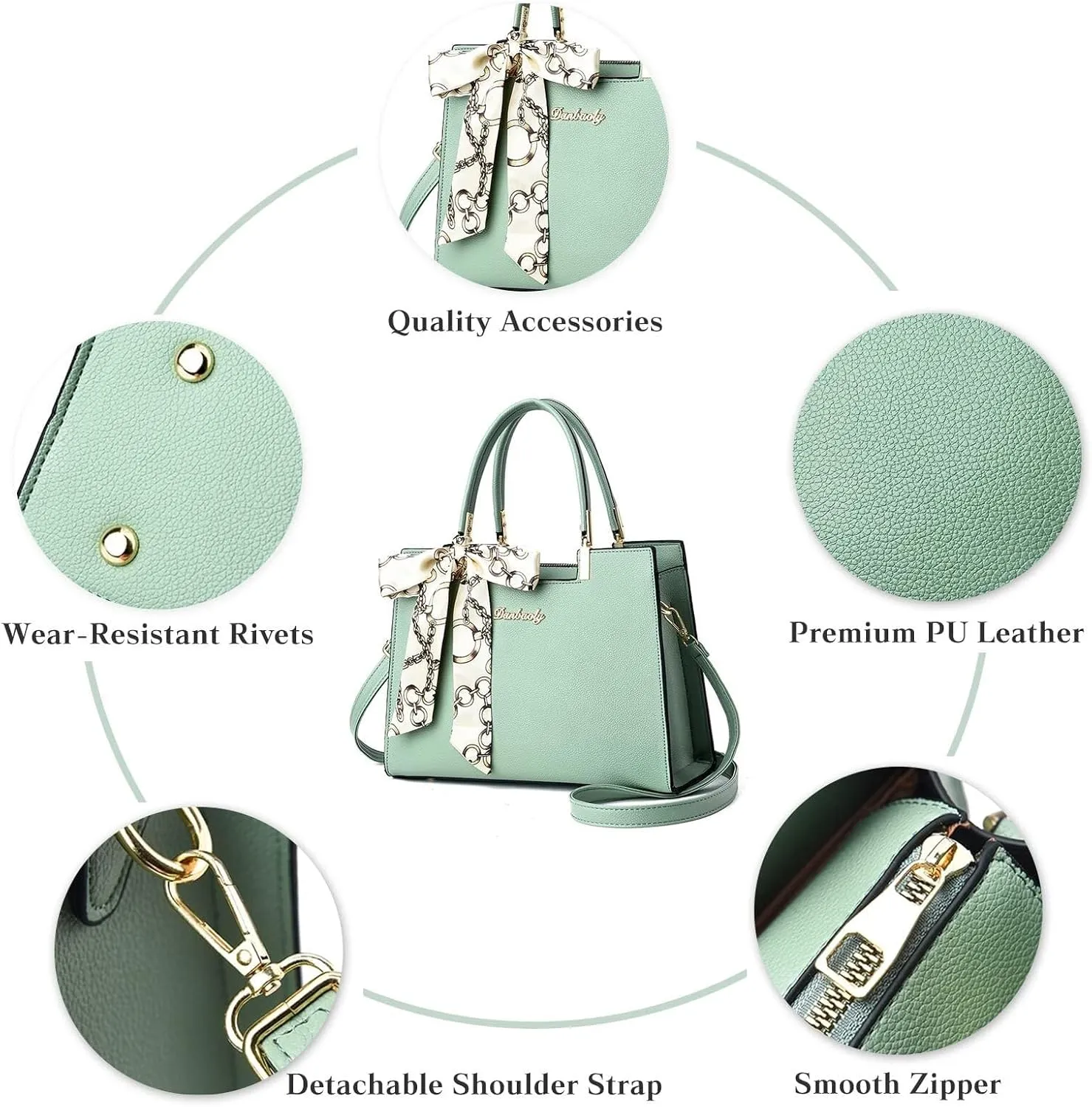 PU Leather Shoulder Womens Lightweight Top Handle Crossbody Messenger for Work Travel Roomy Fashion Totes Handbag