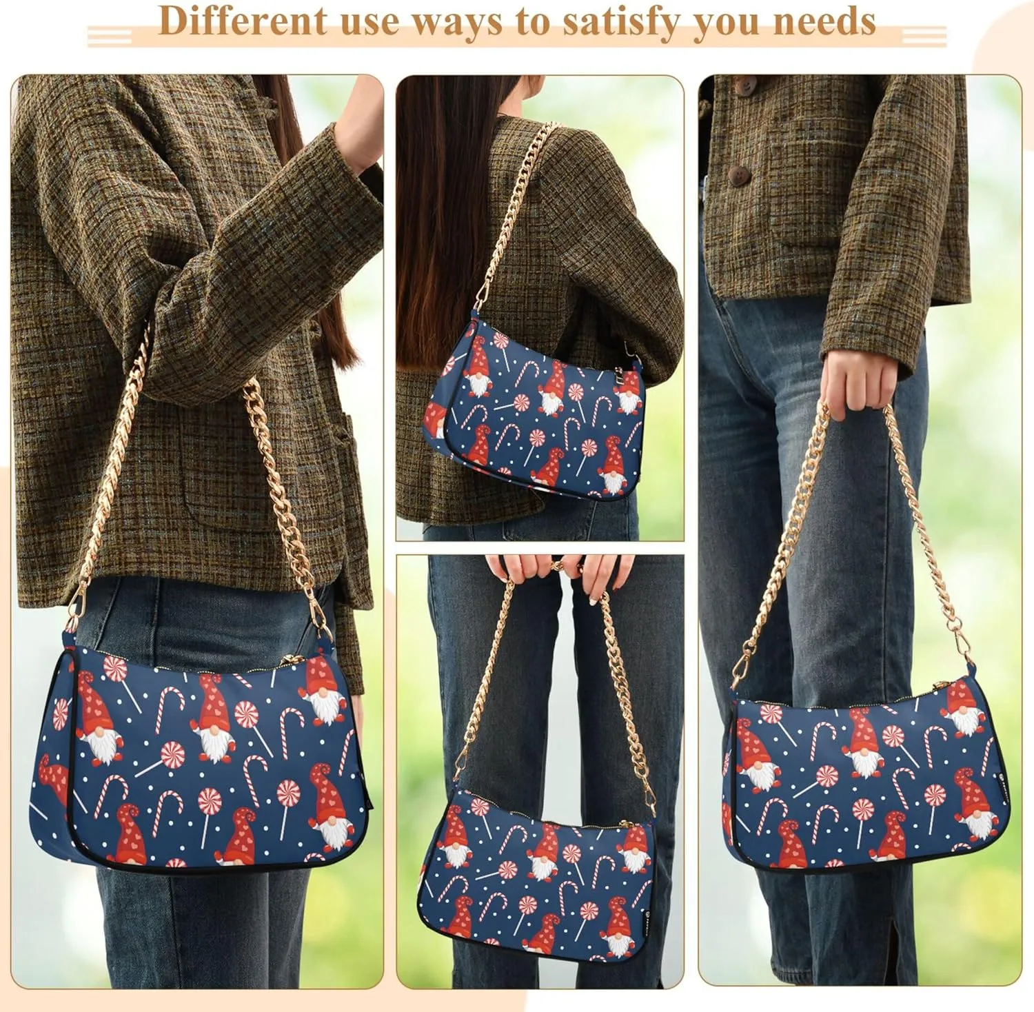 Purple Music Notes Polka Dot Retro Formal Purse Women Clutch Handbag Cute Prints Shoulder Tote