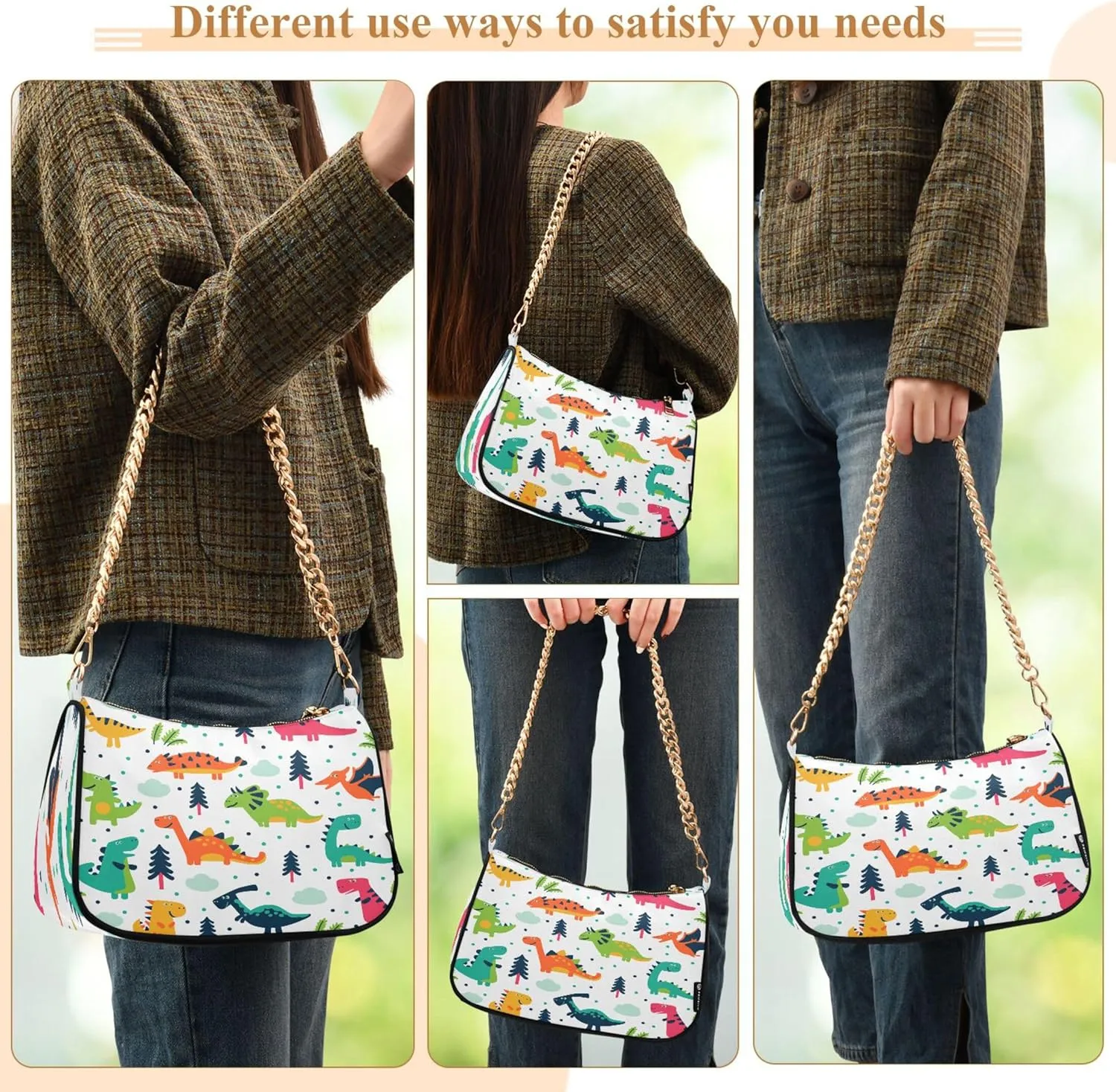 Purple Music Notes Polka Dot Retro Formal Purse Women Clutch Handbag Cute Prints Shoulder Tote