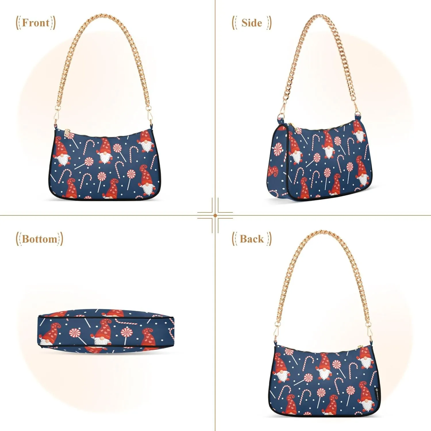 Purple Music Notes Polka Dot Retro Formal Purse Women Clutch Handbag Cute Prints Shoulder Tote