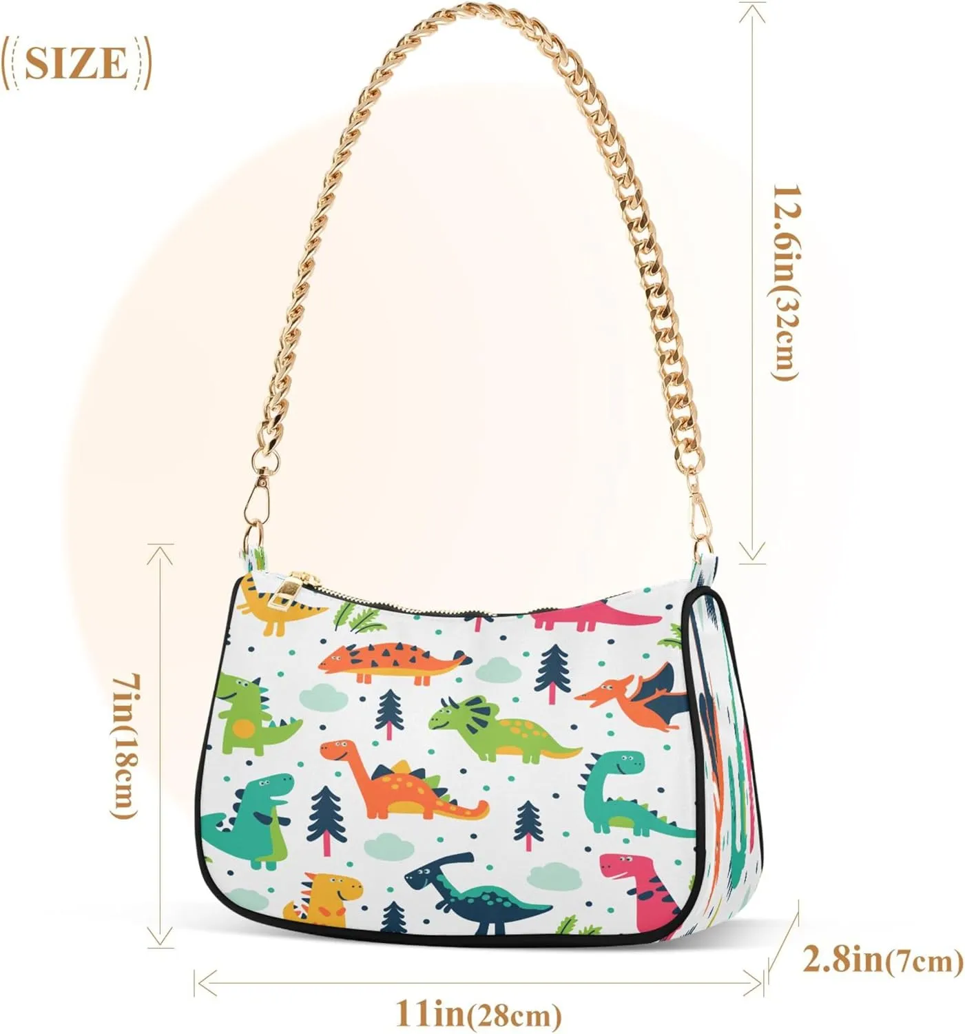 Purple Music Notes Polka Dot Retro Formal Purse Women Clutch Handbag Cute Prints Shoulder Tote