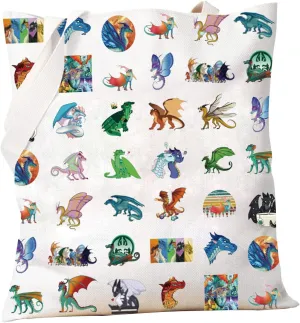 PXTIDY Wings Dragon Novel Inspired Gift Fantasy Novel Fire Dragon Tote Bag Wings Dragon Party Gifts Bookish Shoulder Bag (tote bag 02)