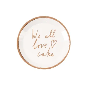 "We all Love Cake" Rose Gold Metallic Paper Canapé Plates