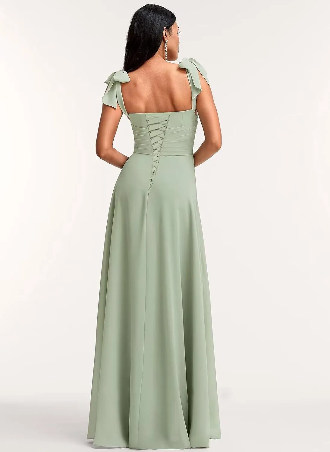 Raseal Chiffon High Low Bridesmaid Dress Square Neck Long A Line Prom Dress for Women RS170