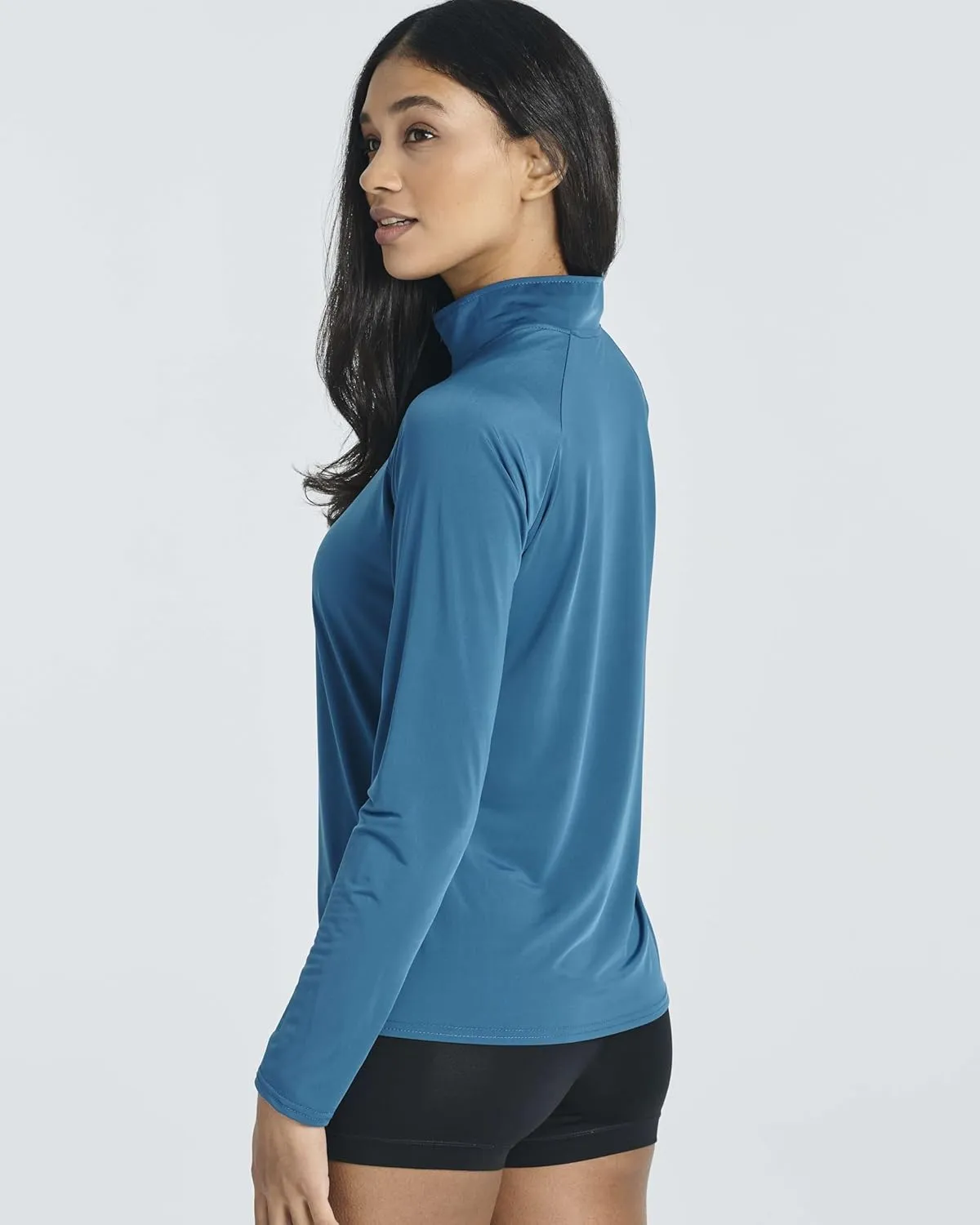 Real Essentials 3 Pack: Women's 1/4 Zip Rash Guard Long Sleeve Swim Shirt UPF Sun Protection UV Surf Tops