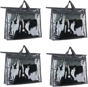 RENVA 4PCS Foldable Hanging Purse Handbag Organizer for Storage Ladies Women Large Clear Hand Bag Storage Organizer (4) (Plastic)